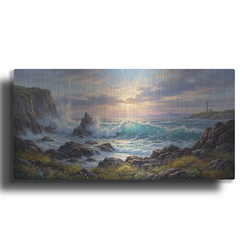 'Ocean Majesty Waves Against the Cliff' by Veve – Metal Wall Art