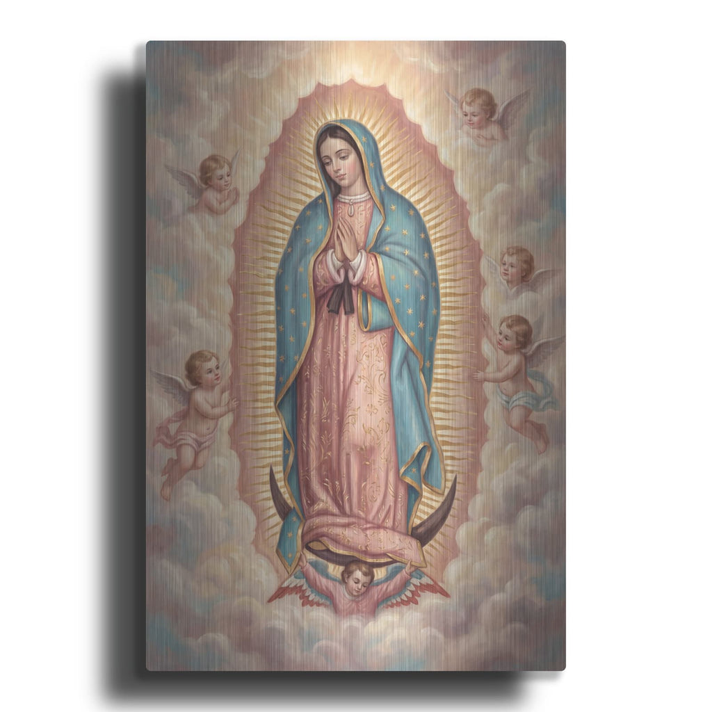'Our Lady Guadalupe with Angels' by Veve – Metal Wall Art
