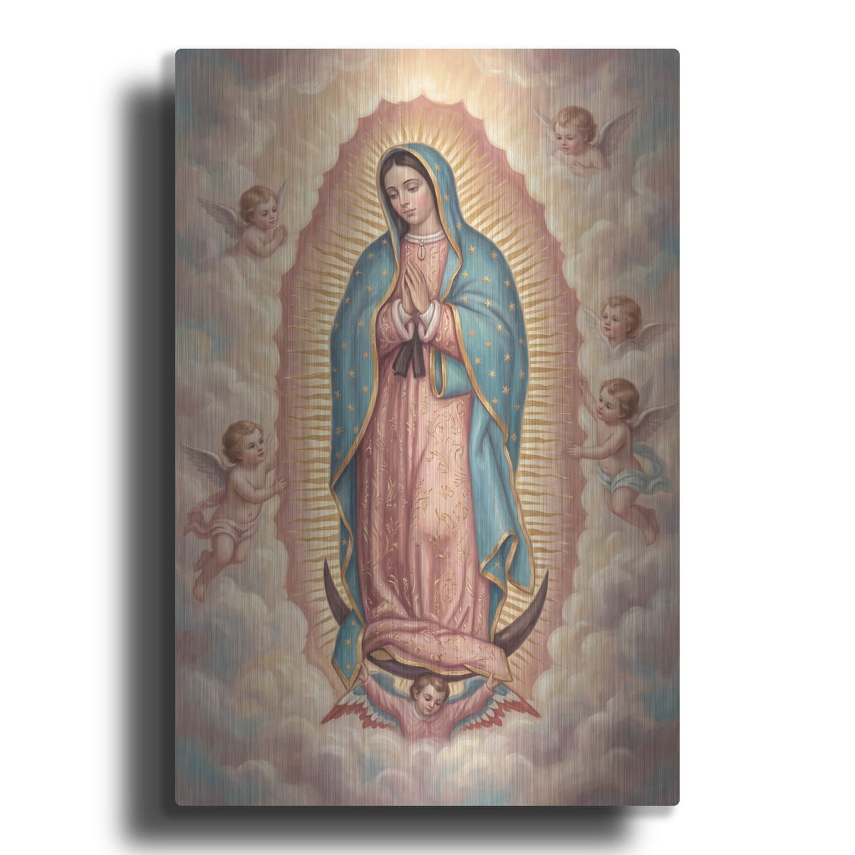 'Our Lady Guadalupe with Angels' by Veve – Metal Wall Art