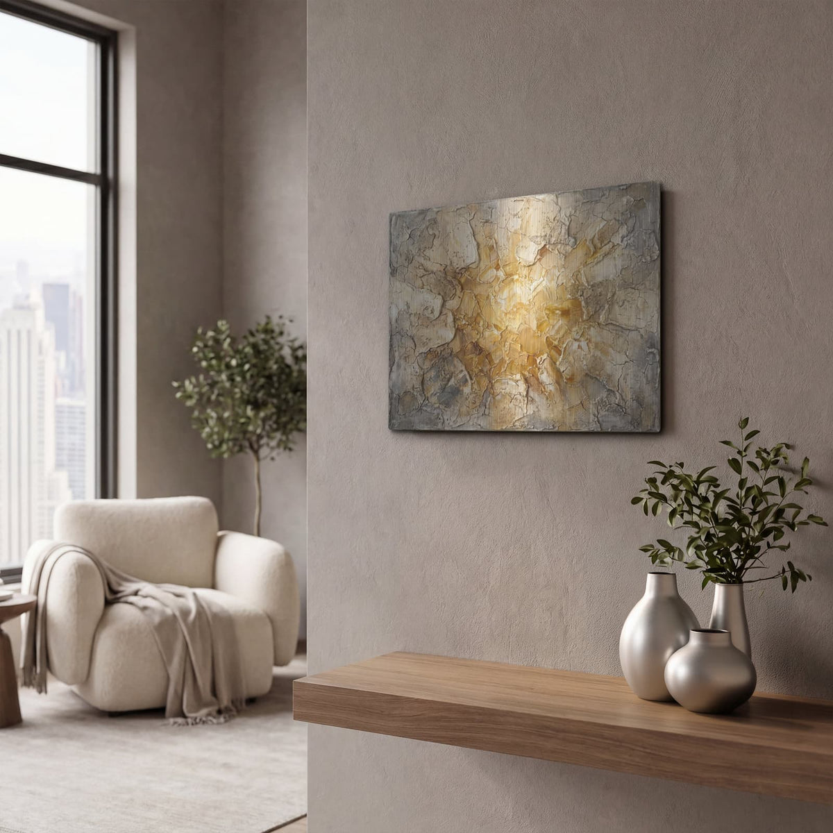 'Passage of Light' by Veve – Metal Wall Art, 16x12 room view