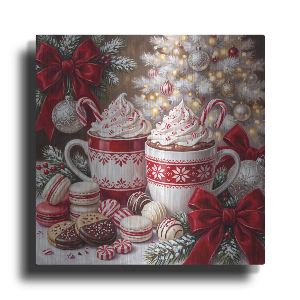 'Peppermint Christmas Red and White' by Veve – Metal Wall Art