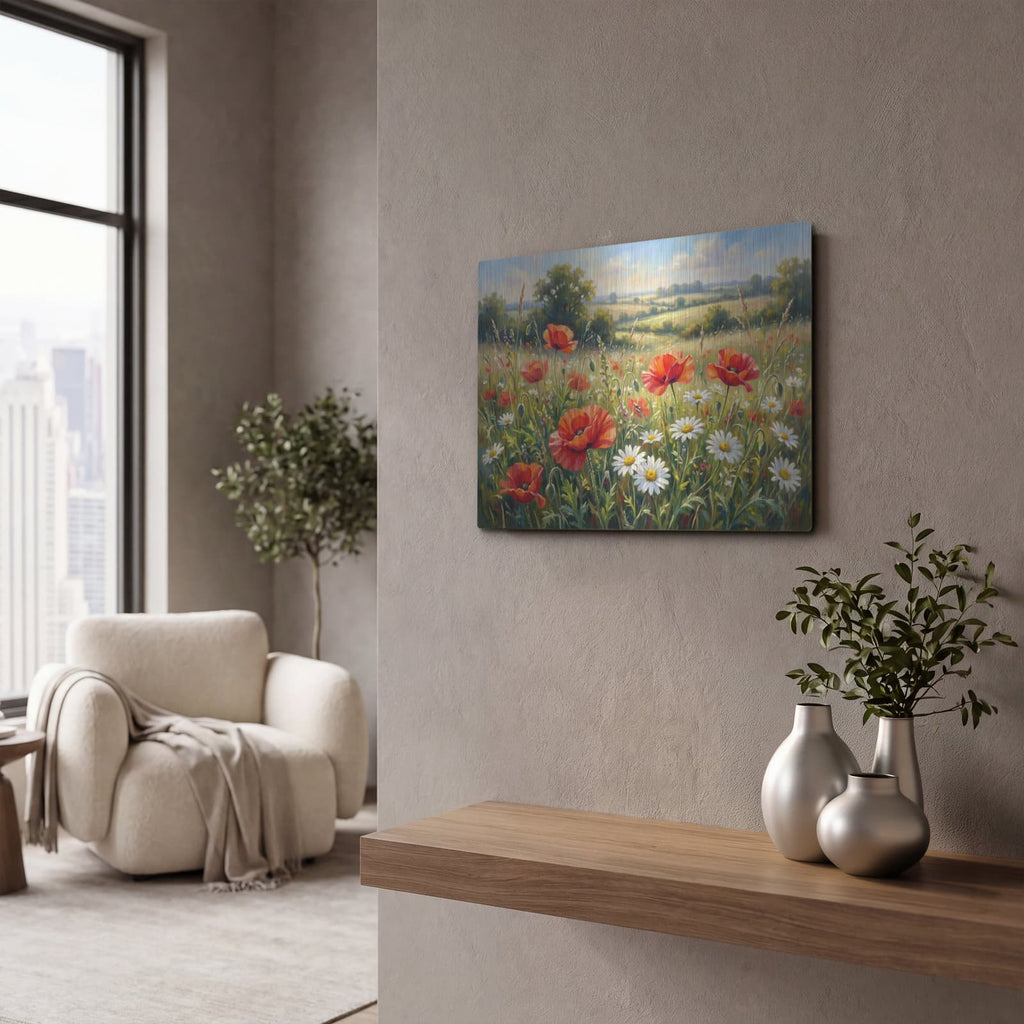 'Poppies Among the Daisies' by Veve – Metal Wall Art, 16x12 room view