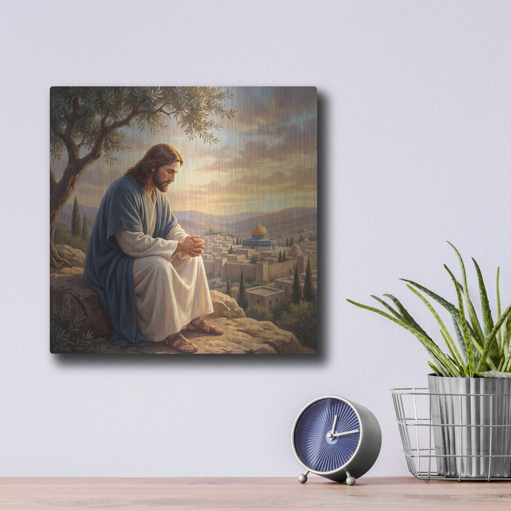 'Prayer in Gethsemate' by Veve – Metal Wall Art, 12x12 room view