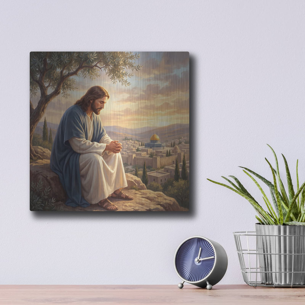 'Prayer in Gethsemate' by Veve – Metal Wall Art, 12x12 room view