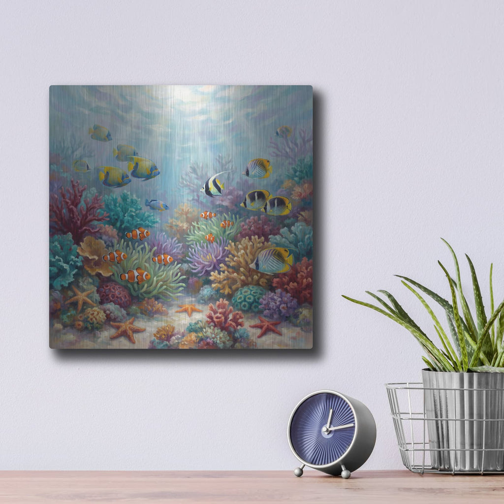 'Rainbow Reef Paradise' by Veve – Metal Wall Art, 12x12 room view