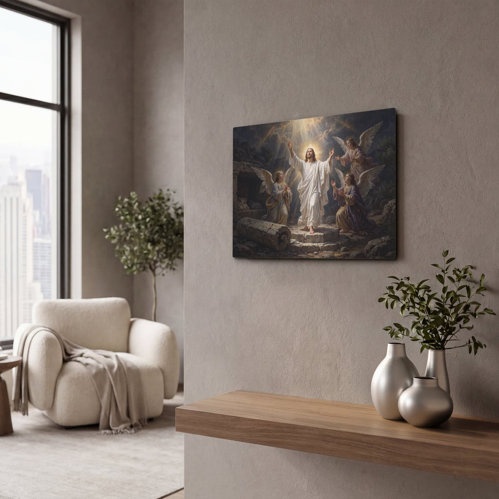 'Resurrection Dawn' by Veve – Metal Wall Art, 16x12 room view