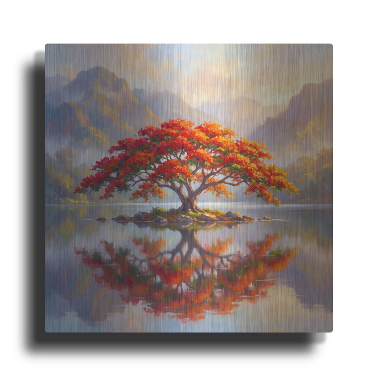 'Royal Poinciana Reflection' by Veve – Metal Wall Art