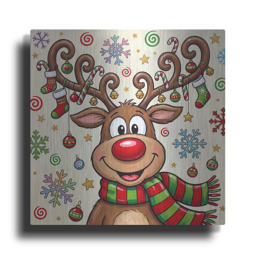 'Rudolph's Christmas Joy' by Veve – Metal Wall Art