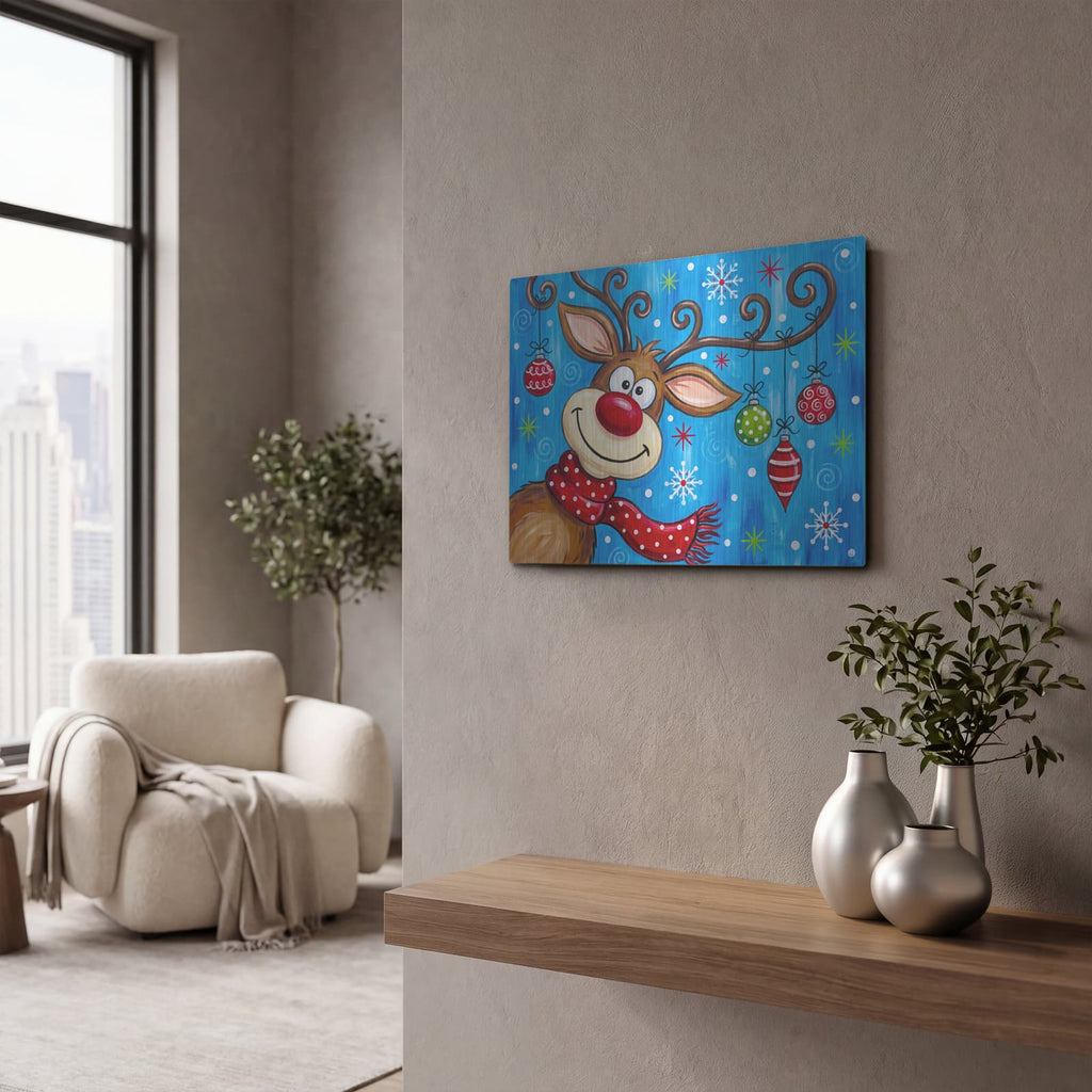 'Rudolph's Merry Christmas Magic' by Veve – Metal Wall Art, 16x12 room view