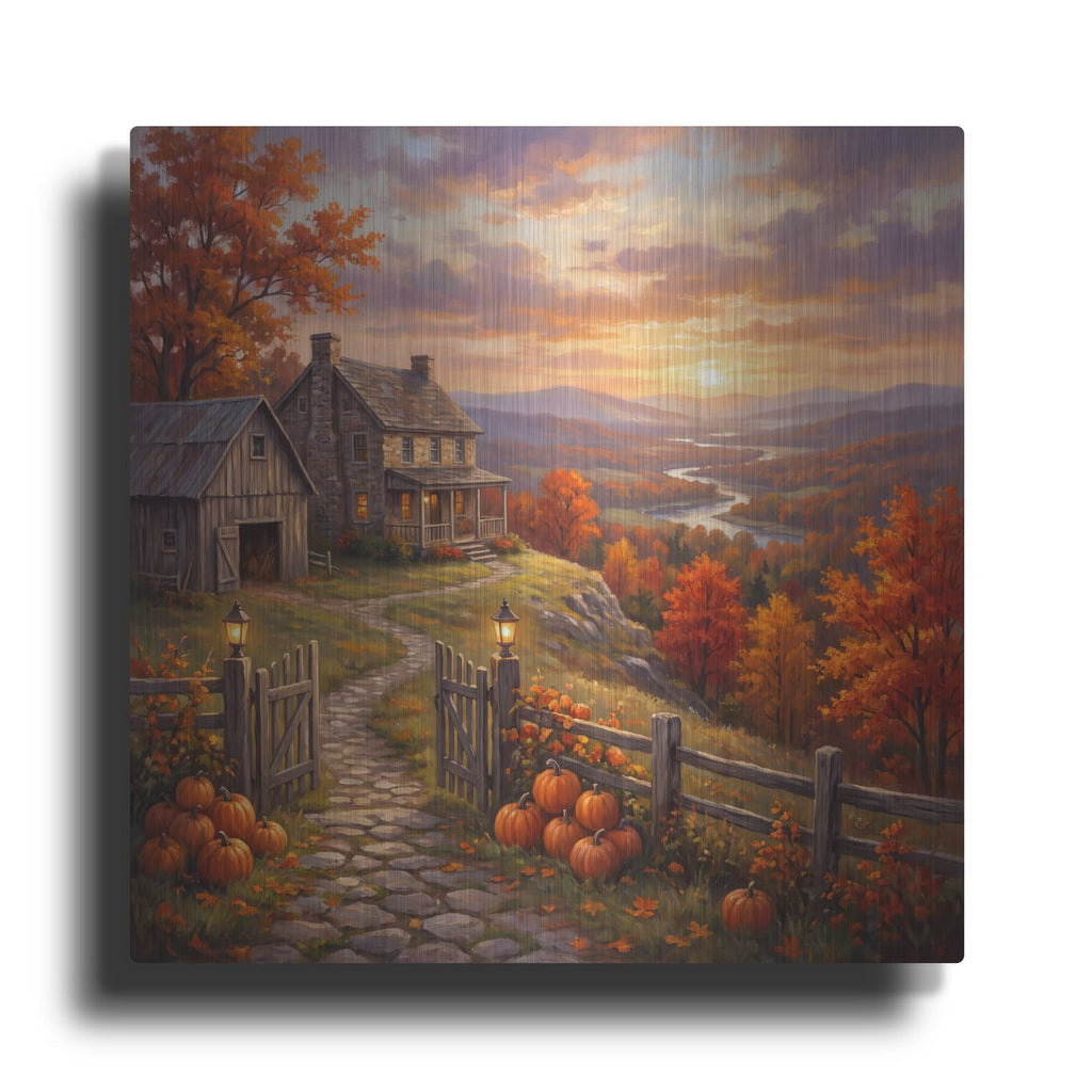 'Rustic Homestead Above Valley' by Veve – Metal Wall Art