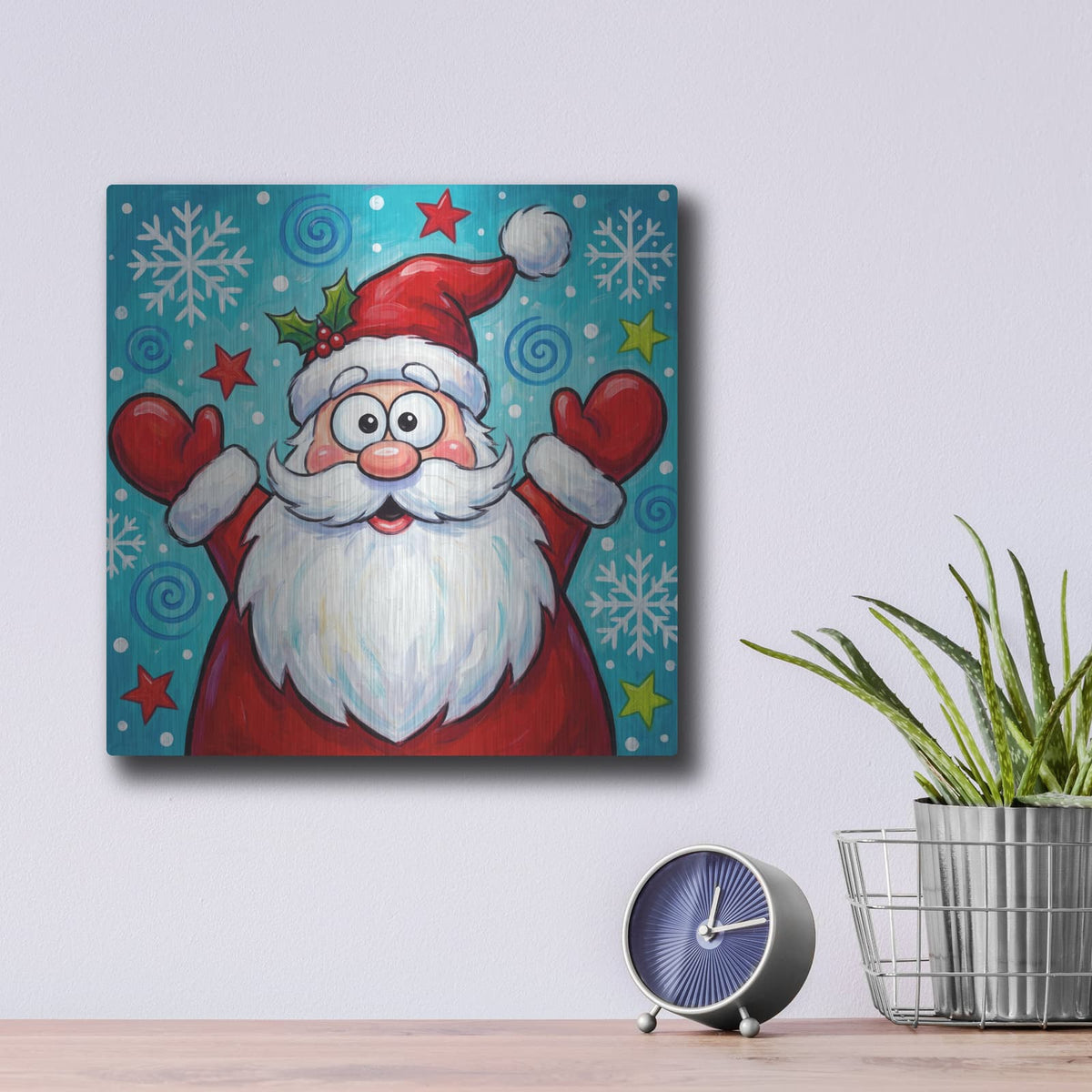 'Santa's Christmas Cheer' by Veve – Metal Wall Art, 12x12 room view