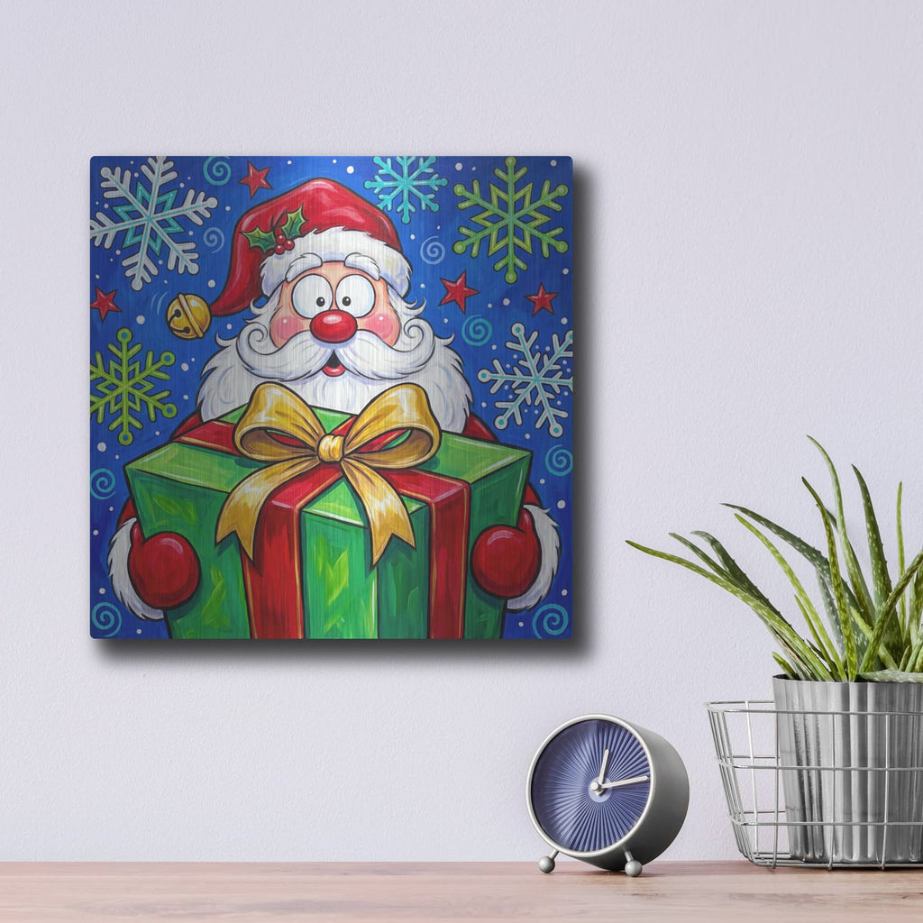 'Santa's Christmas Surprise' by Veve – Metal Wall Art, 12x12 room view