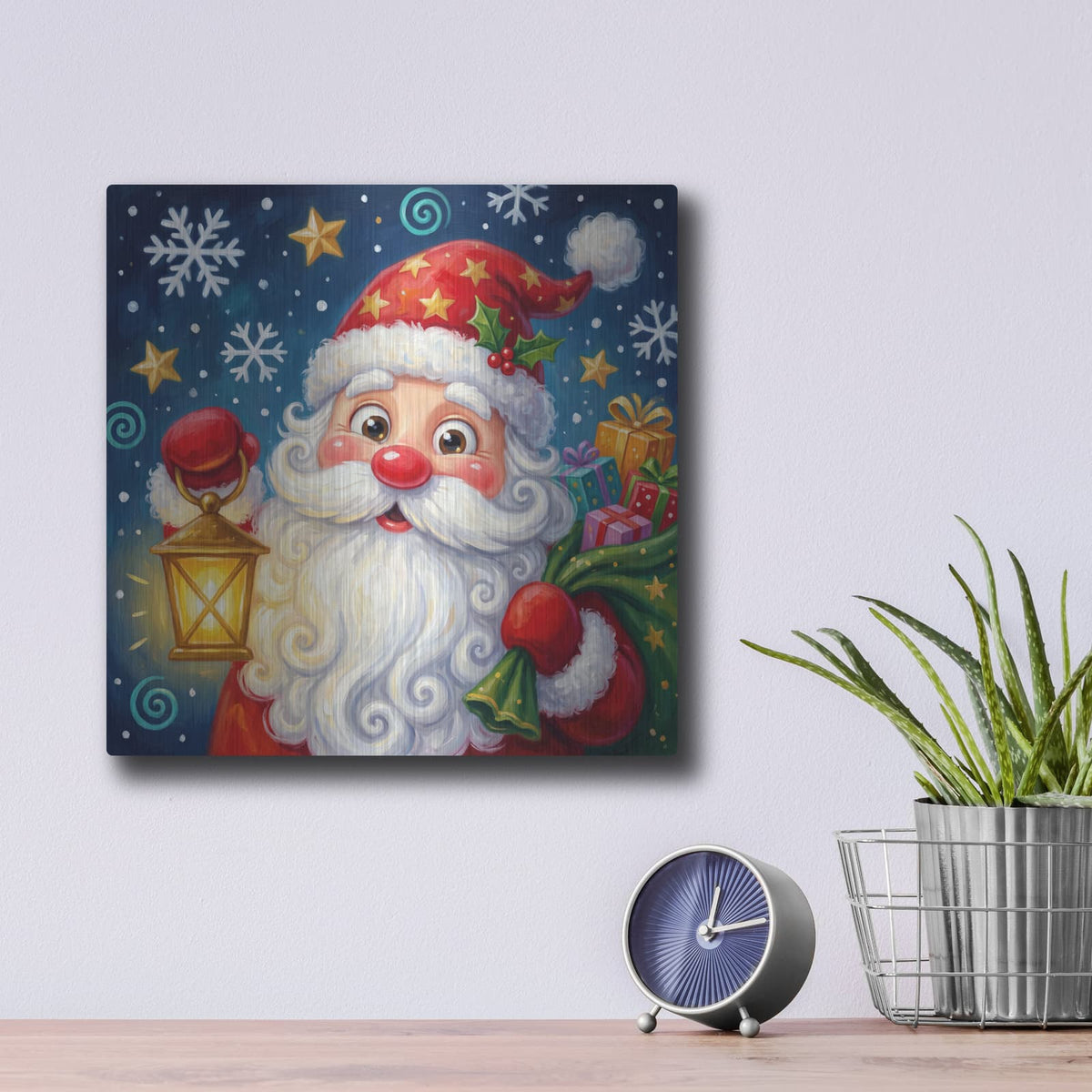 'Santa's Magical Christmas Night' by Veve – Metal Wall Art, 12x12 room view