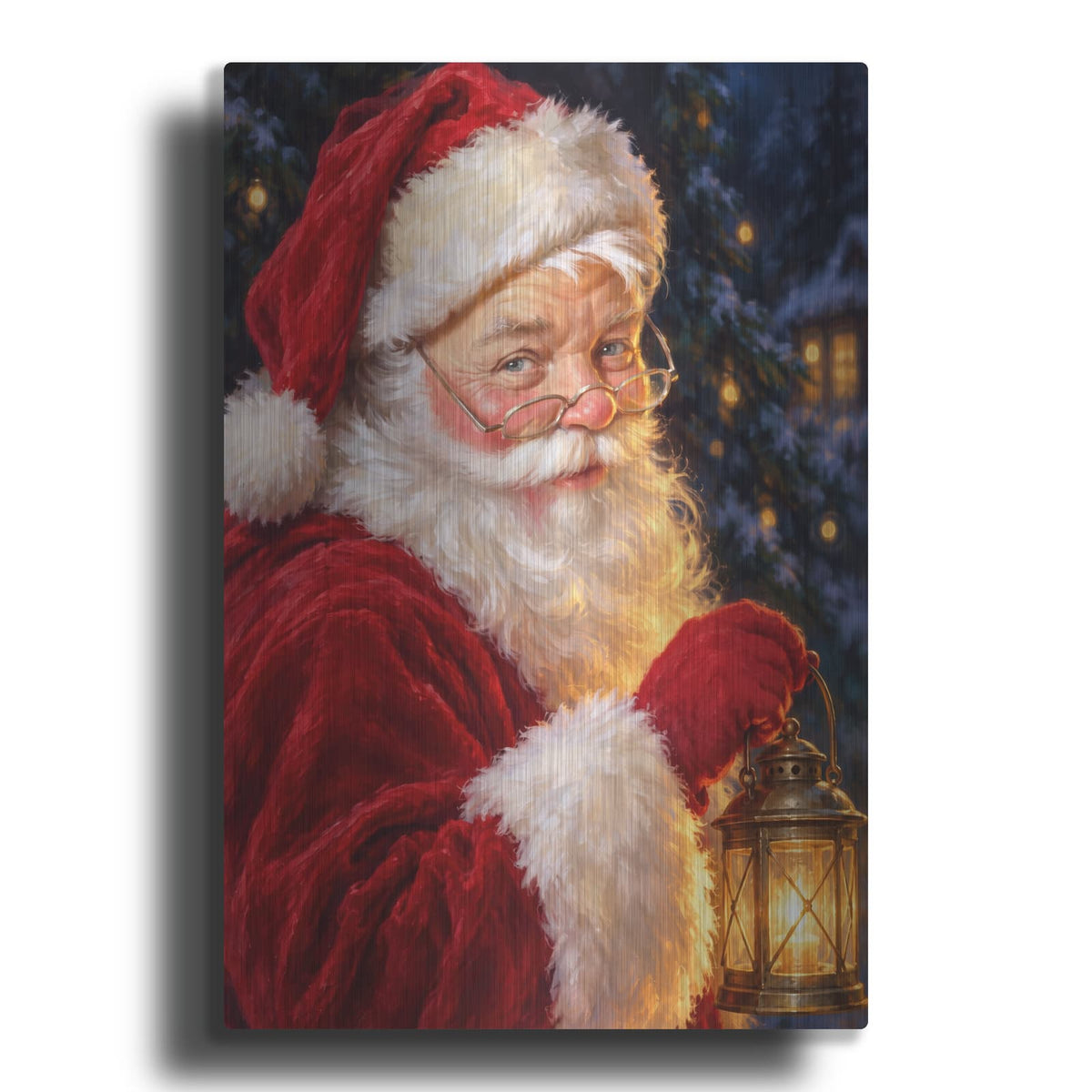 'Santa’s Christmas Eve Glow' by Veve – Metal Wall Art