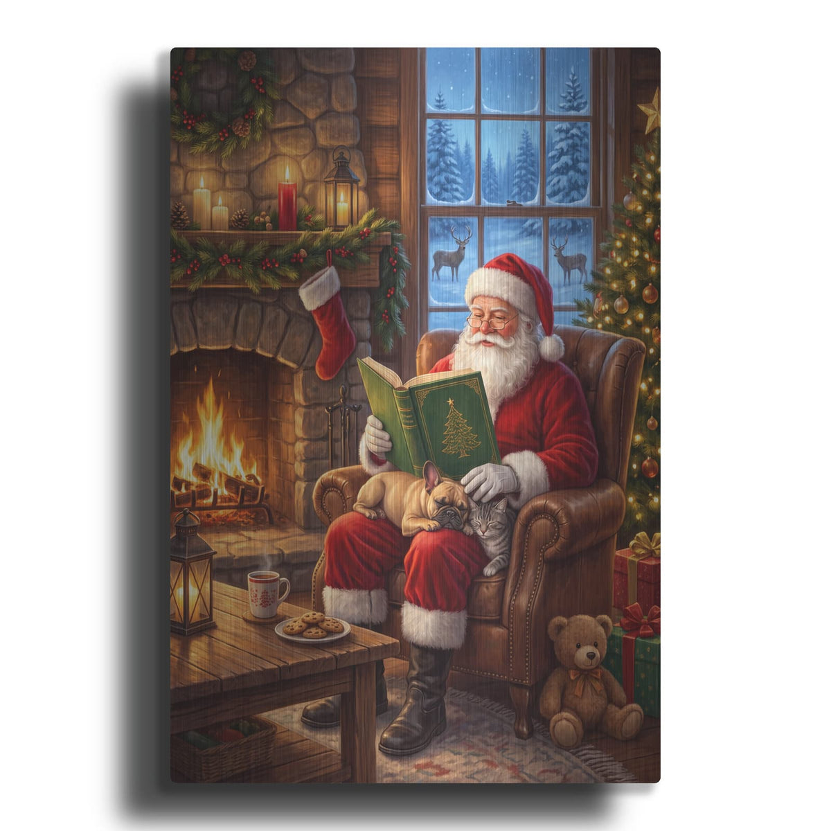 'Santa’s Cozy Christmas Story' by Veve – Metal Wall Art