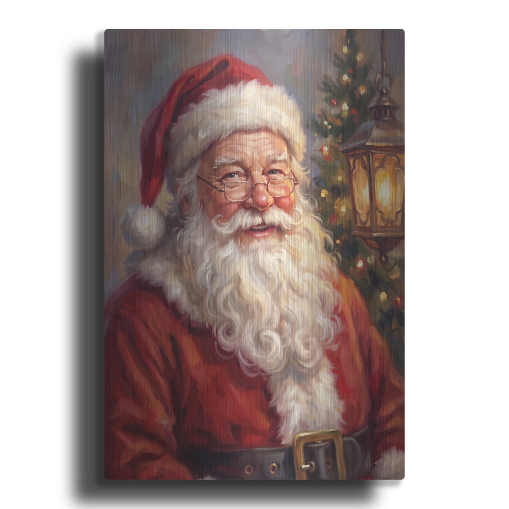 'Santa’s Lantern Glow' by Veve – Metal Wall Art