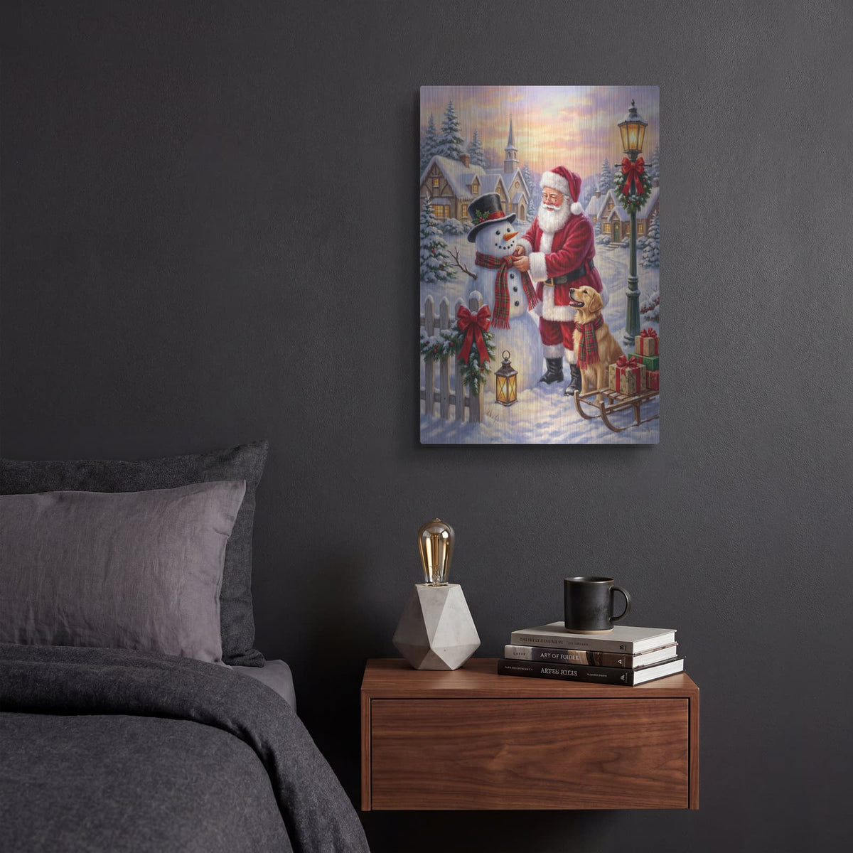 'Santa’s Snowman Christmas' by Veve – Metal Wall Art, 12x16 room view