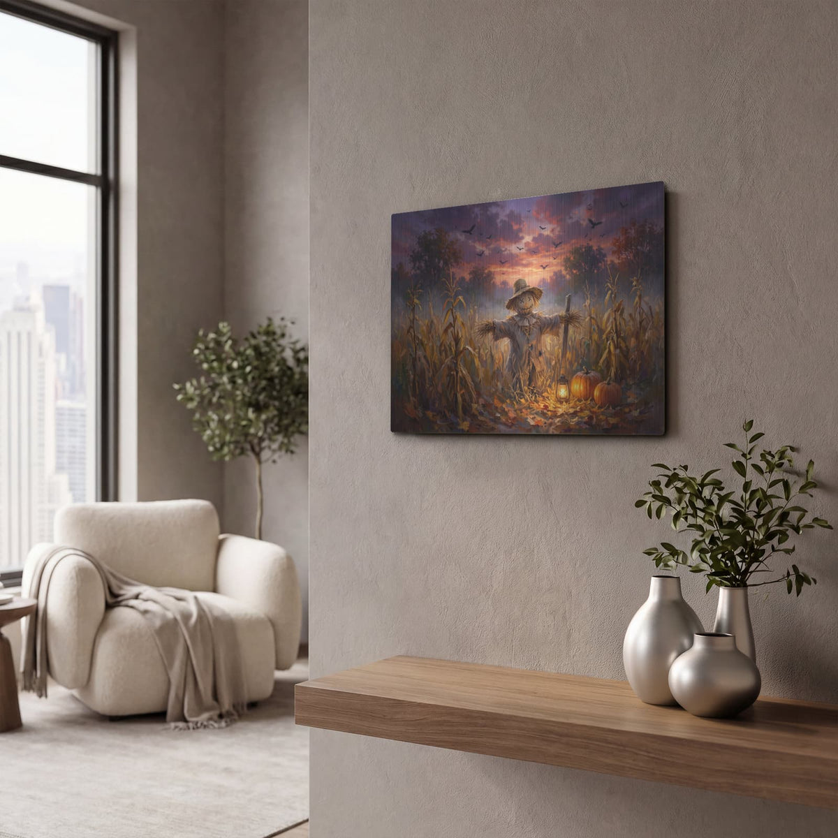 'Scarecrow's Twilight' by Veve – Metal Wall Art, 16x12 room view