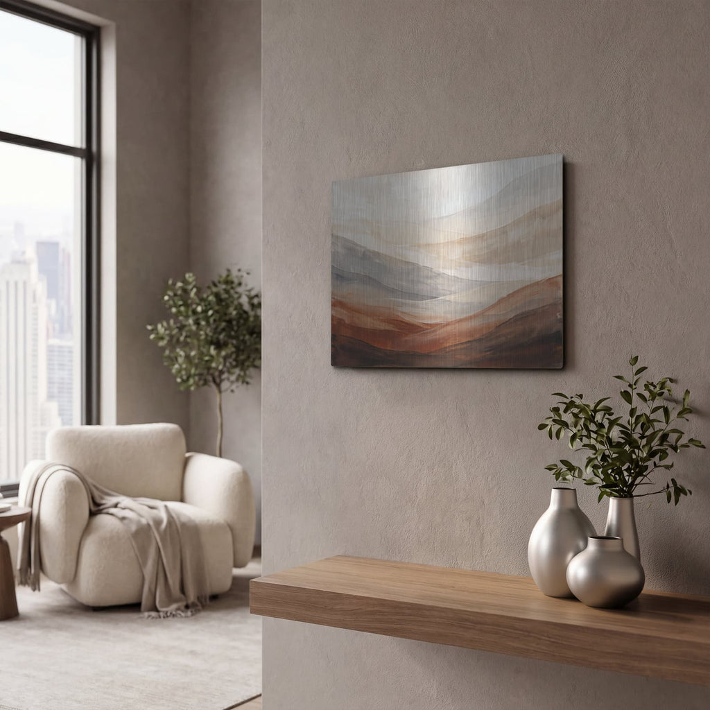 'Shifting Sands' by Veve – Metal Wall Art, 16x12 room view