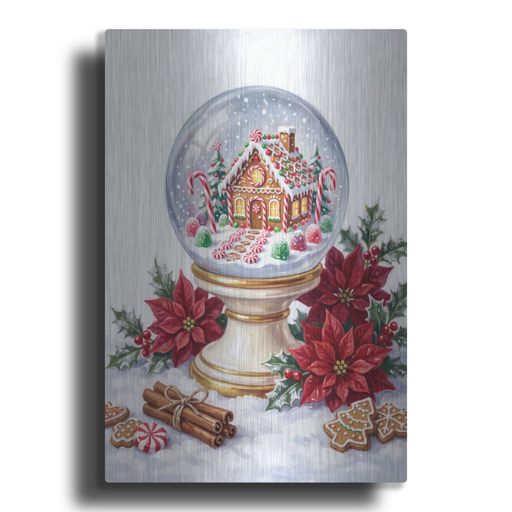 'Snow Globe Gingerbread House Wonderland' by Veve – Metal Wall Art
