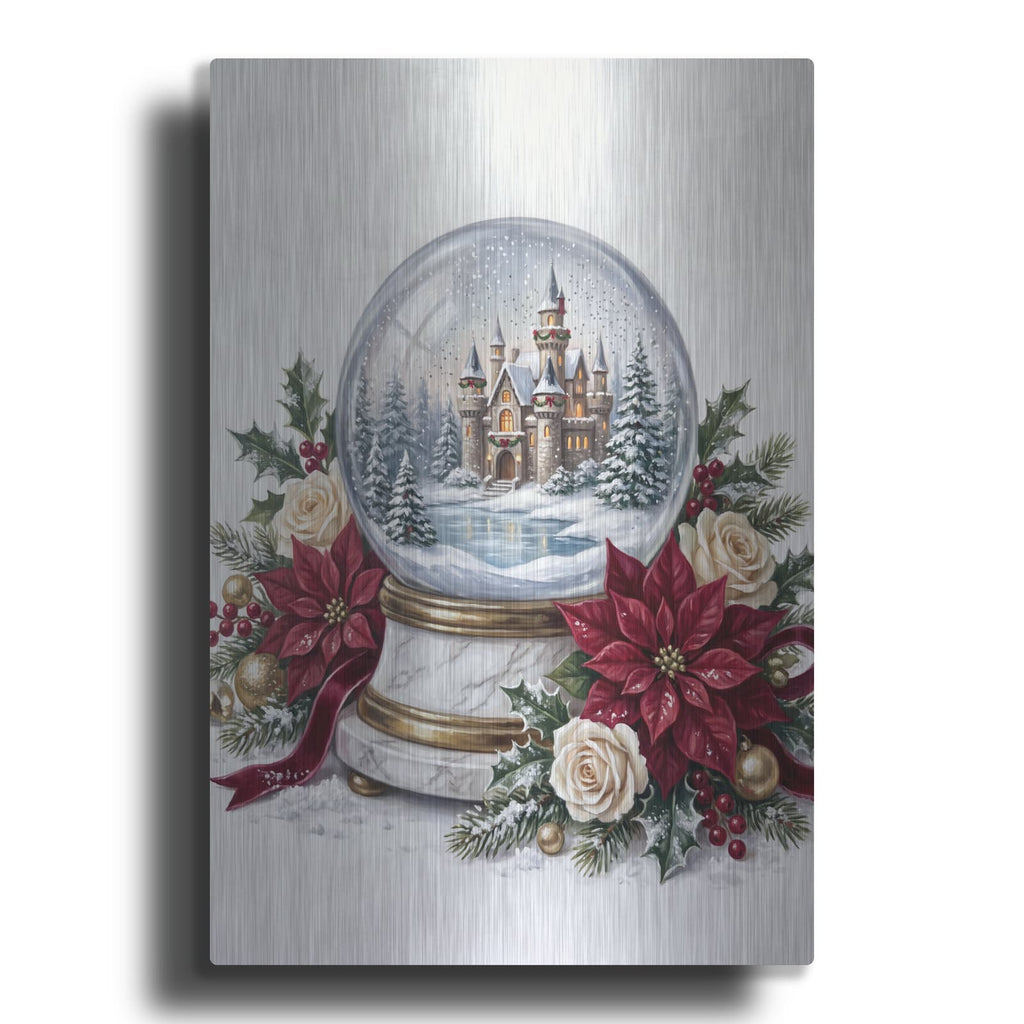 'Snow Globe Magical Christmas Castle' by Veve – Metal Wall Art