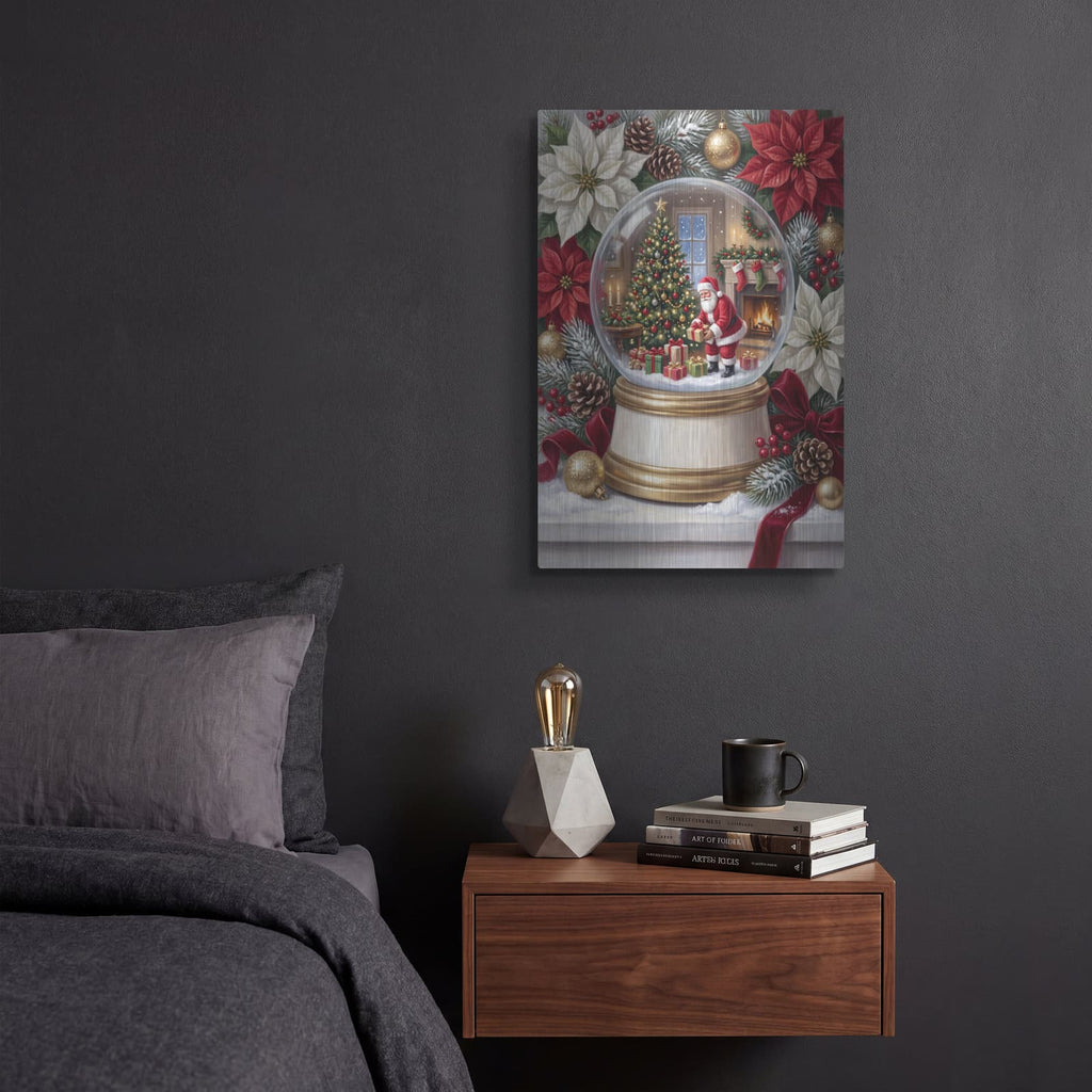 'Snow Globe Santa' by Veve – Metal Wall Art, 12x16 room view