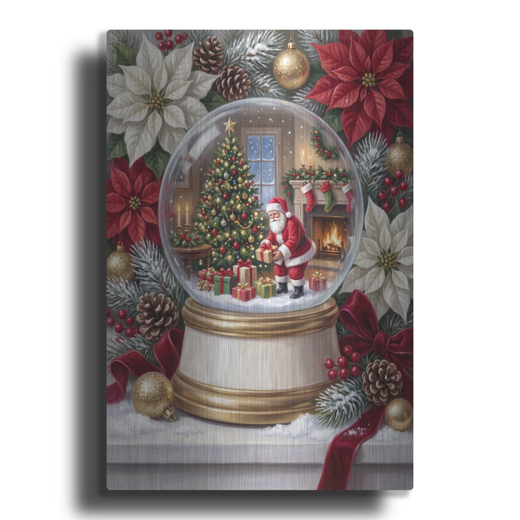 'Snow Globe Santa' by Veve – Metal Wall Art