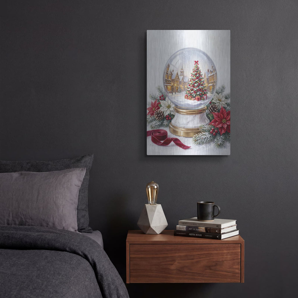 'Snow Globe The Grand Christmas Tree' by Veve – Metal Wall Art, 12x16 room view