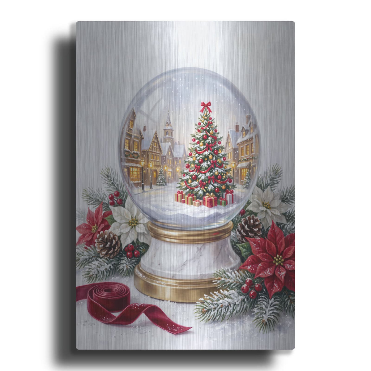 'Snow Globe The Grand Christmas Tree' by Veve – Metal Wall Art