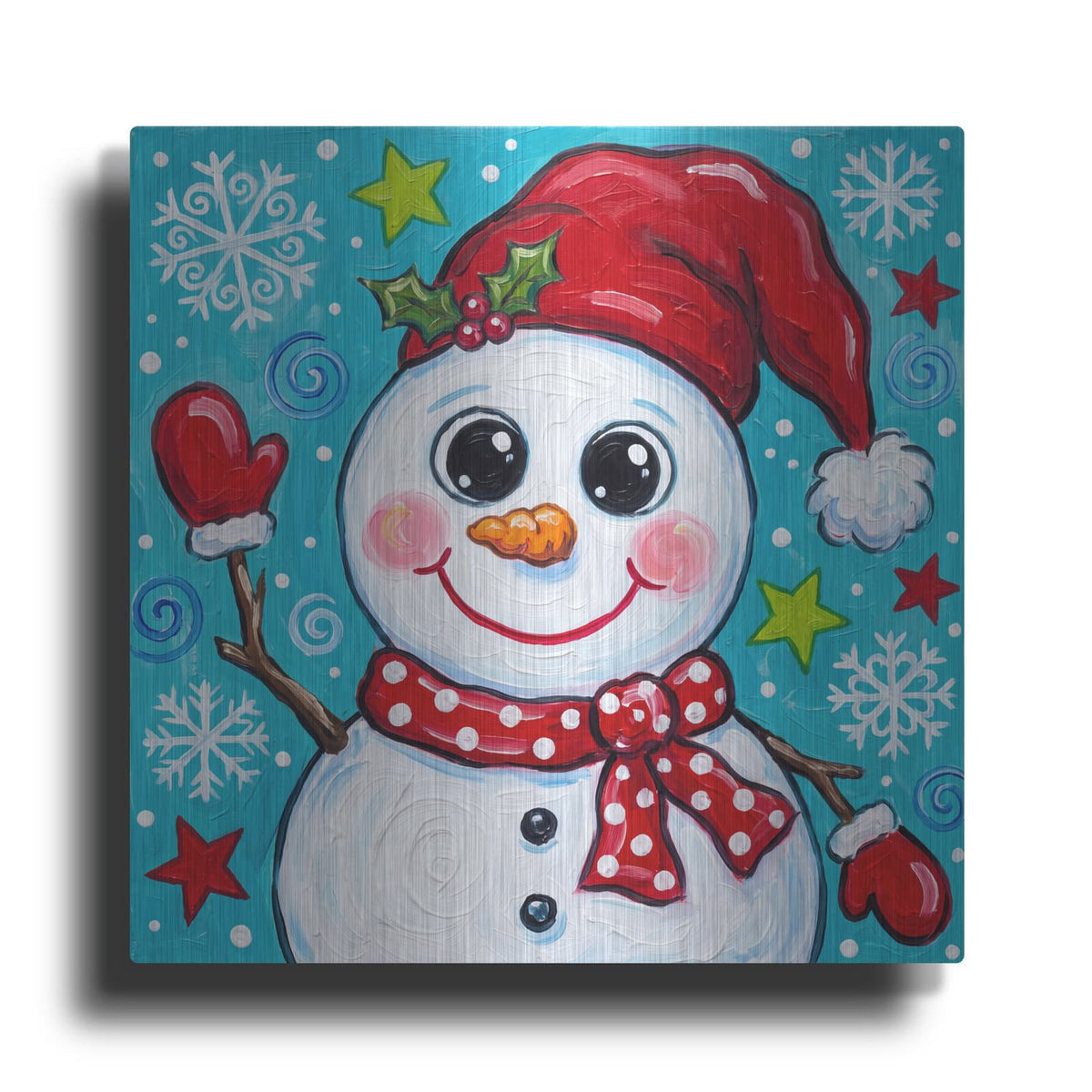 'Snowman's Merry Wave' by Veve – Metal Wall Art