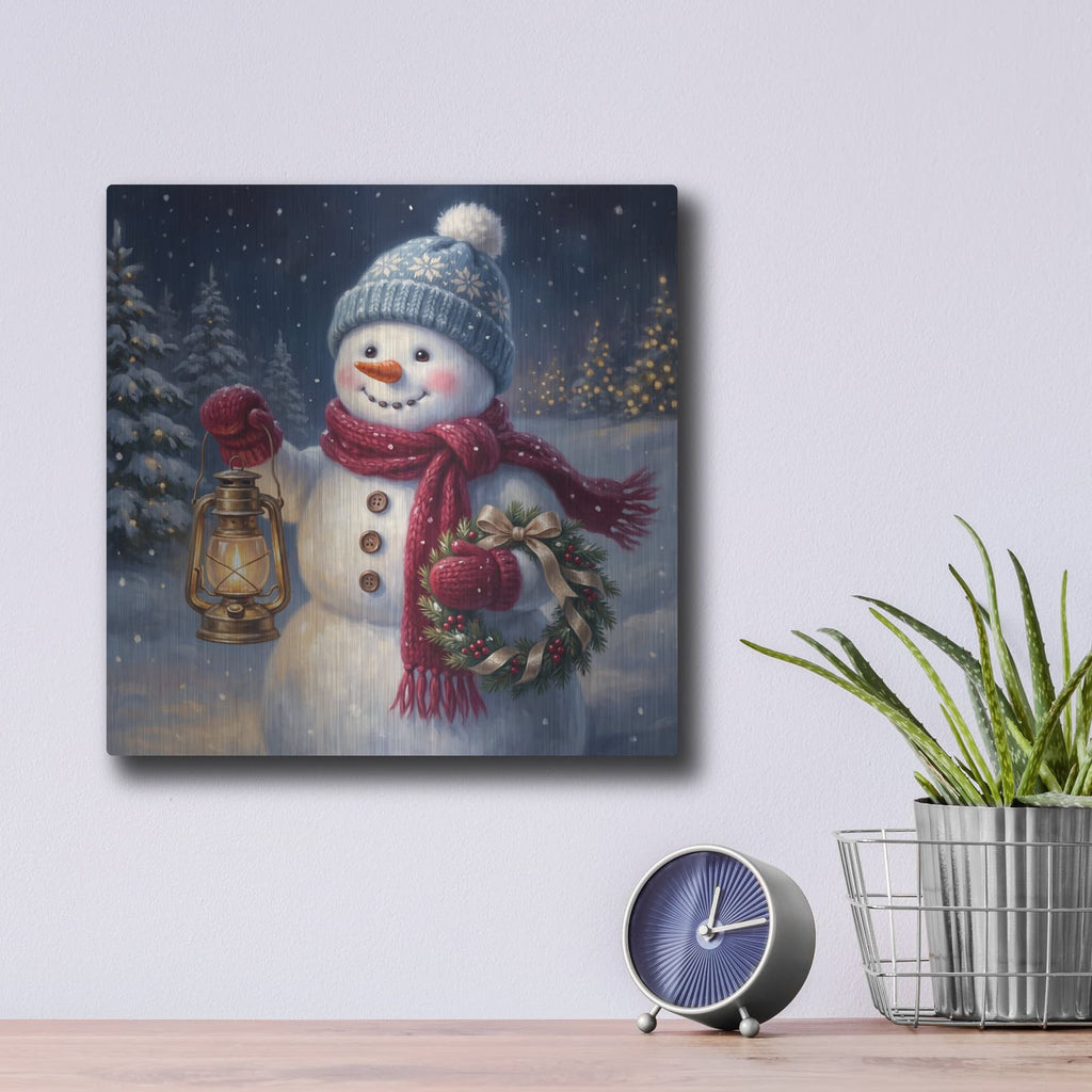 'Snowman's Winter Wonderland' by Veve – Metal Wall Art, 12x12 room view