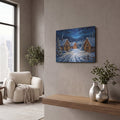 'Snowy Christmas Village' by Veve – Metal Wall Art, 16x12 room view
