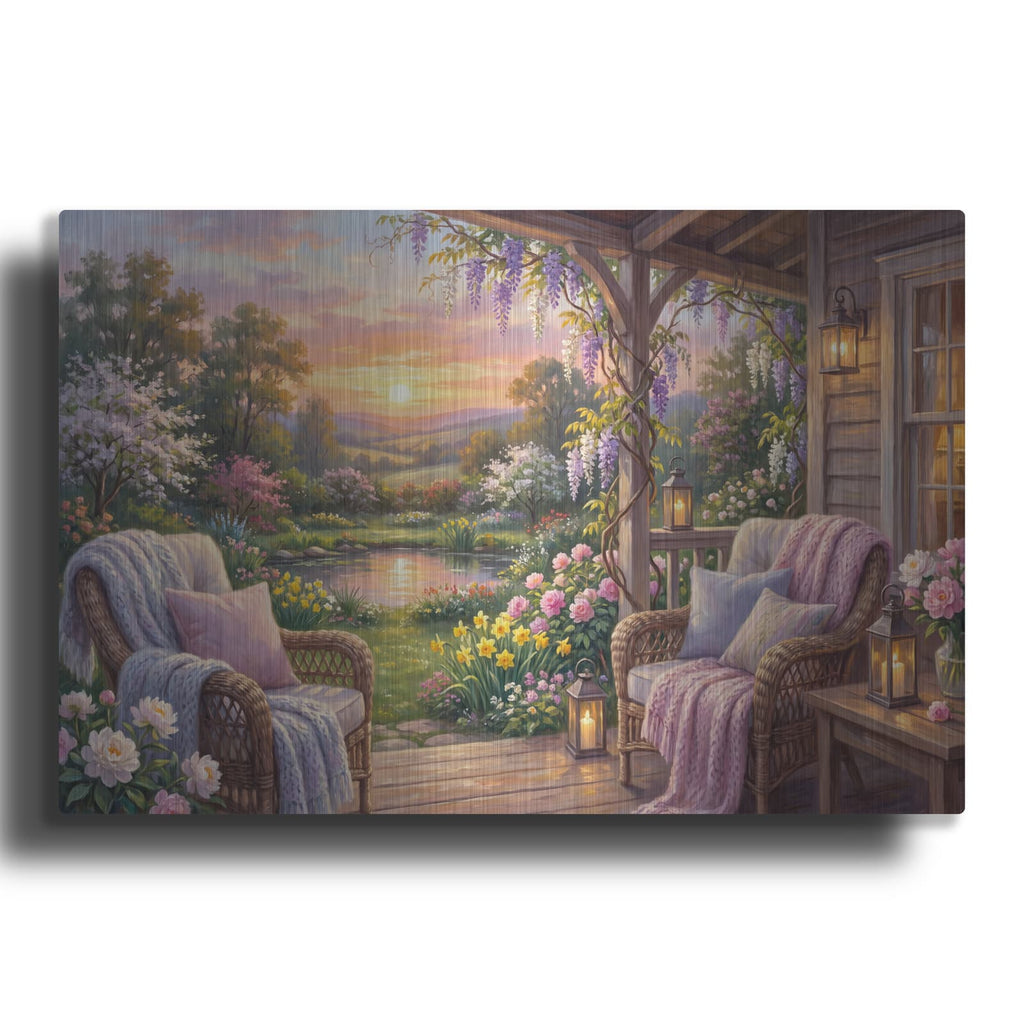 'Spring Garden Sunset' by Veve – Metal Wall Art