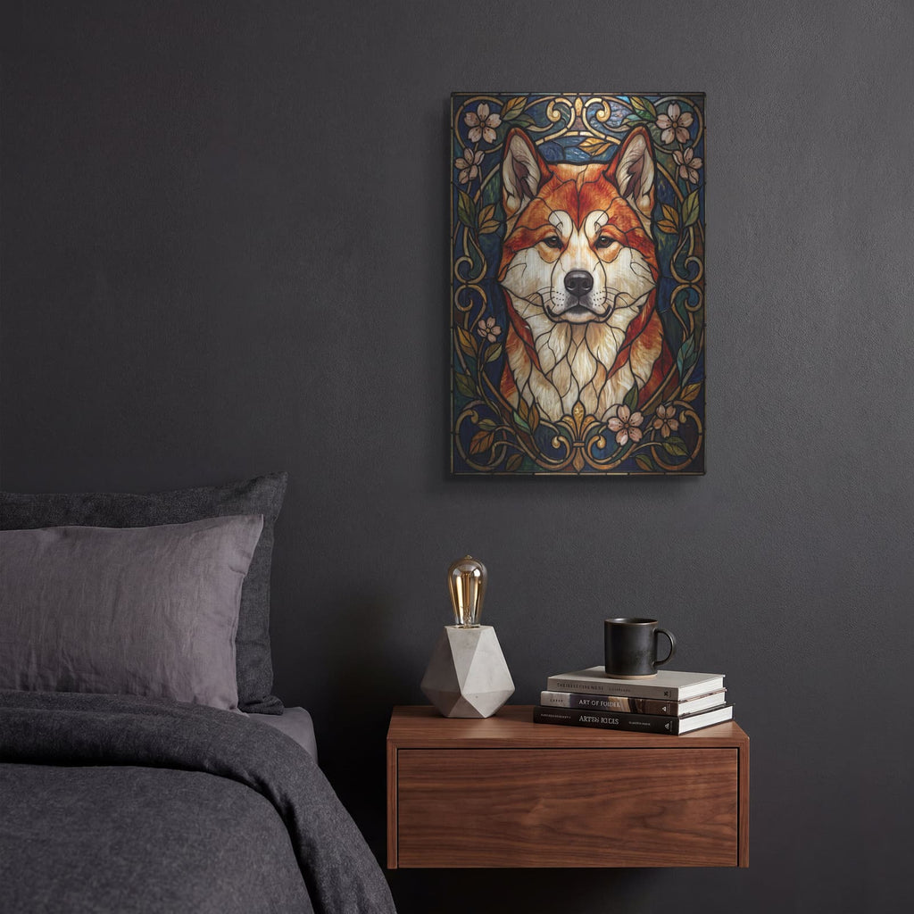 'Stained Glass Style Akita' by Veve – Metal Wall Art, 12x16 room view