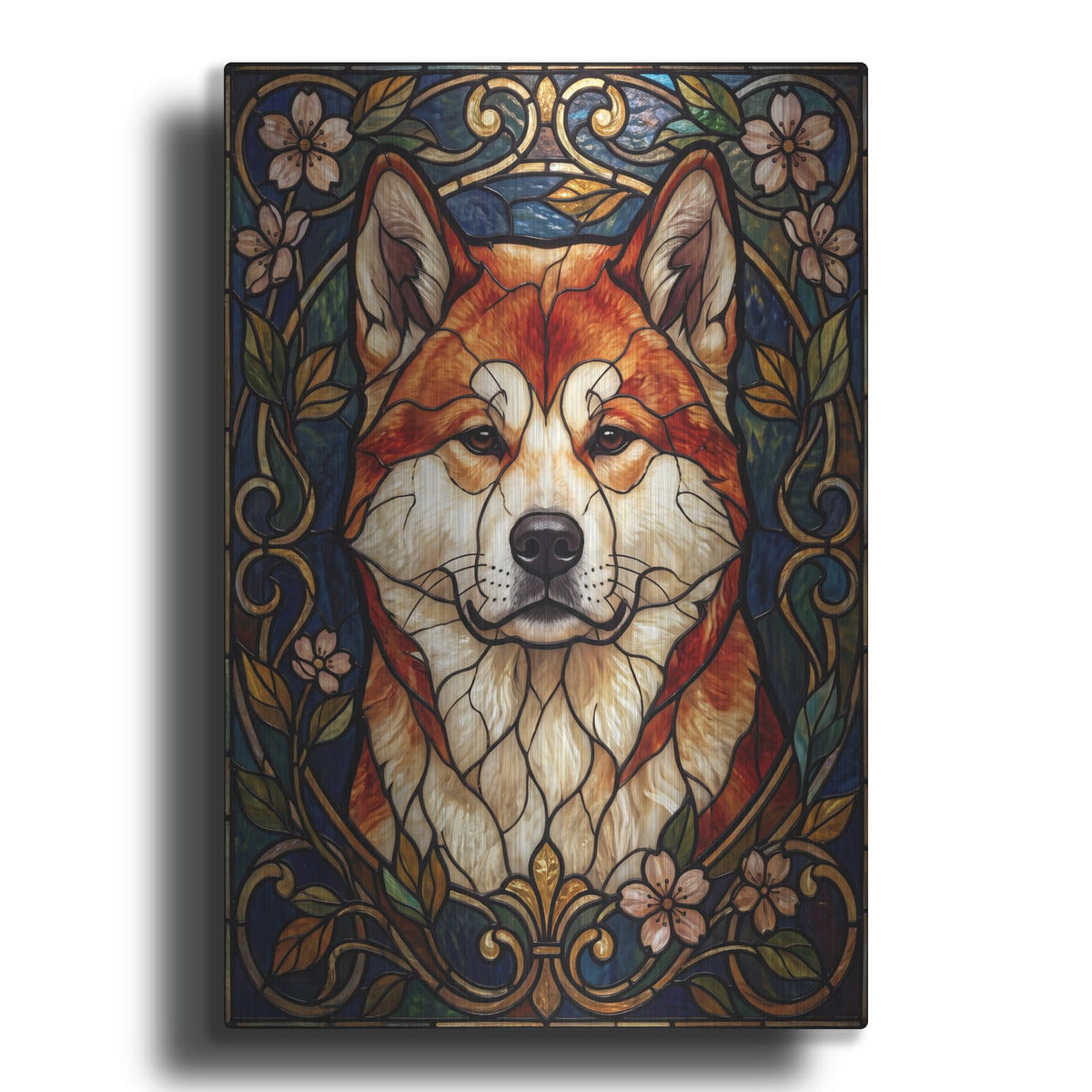 'Stained Glass Style Akita' by Veve – Metal Wall Art