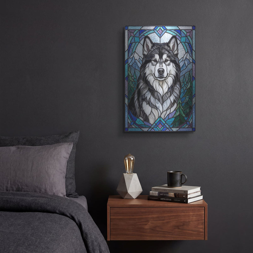 'Stained Glass Style Alaskan Malamute' by Veve – Metal Wall Art, 12x16 room view