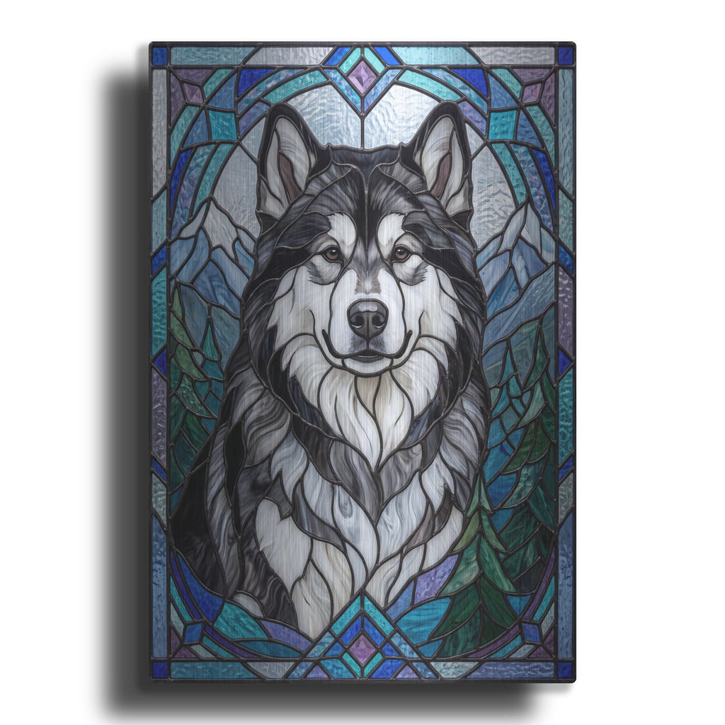 'Stained Glass Style Alaskan Malamute' by Veve – Metal Wall Art