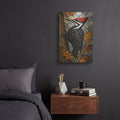 'Stained Glass Style Autumn Woodpecker' by Veve – Metal Wall Art, 12x16 room view