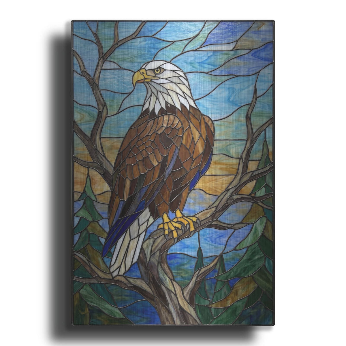 'Stained Glass Style Bald Eagle II' by Veve – Metal Wall Art