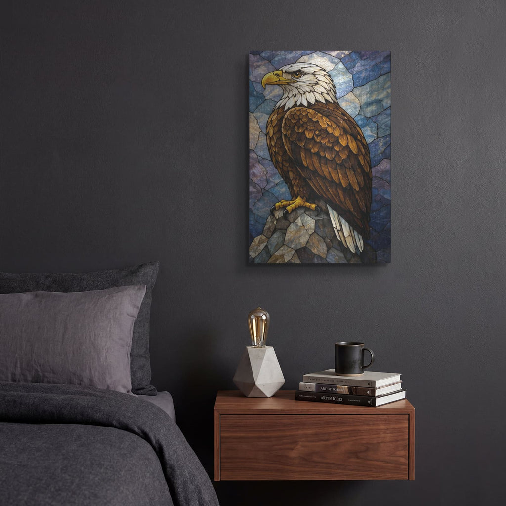 'Stained Glass Style Bald Eagle III' by Veve – Metal Wall Art, 12x16 room view