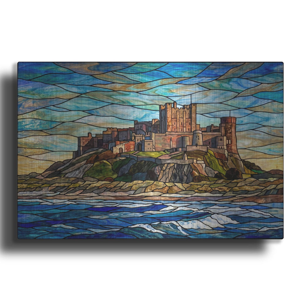 'Stained Glass Style Bamburgh Castle' by Veve – Metal Wall Art