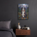 'Stained Glass Style Bernese Mountain Dog' by Veve – Metal Wall Art, 12x16 room view