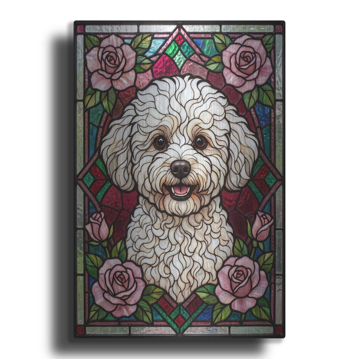 'Stained Glass Style Bichon Frise' by Veve – Metal Wall Art