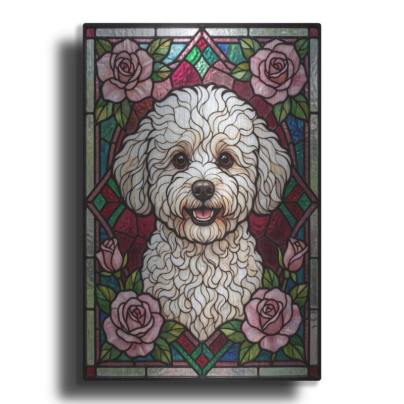 'Stained Glass Style Bichon Frise' by Veve – Metal Wall Art