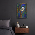 'Stained Glass Style Black Capped Chickadee' by Veve – Metal Wall Art, 12x16 room view