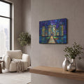 'Stained Glass Style Bodiam Castle I' by Veve – Metal Wall Art, 16x12 room view