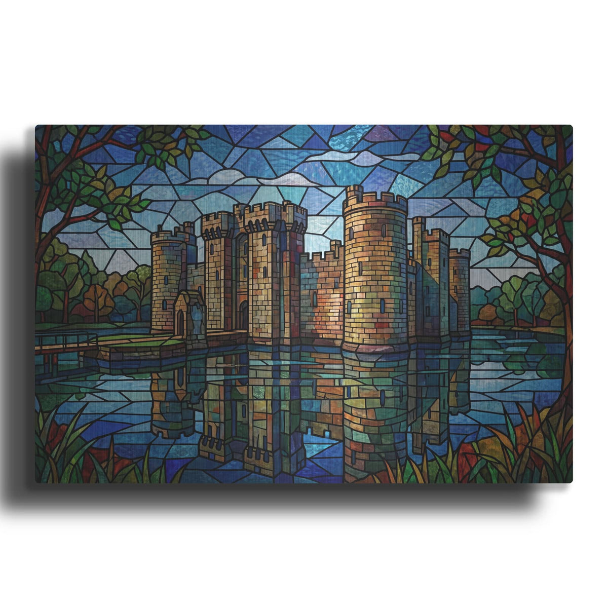 'Stained Glass Style Bodiam Castle II' by Veve – Metal Wall Art