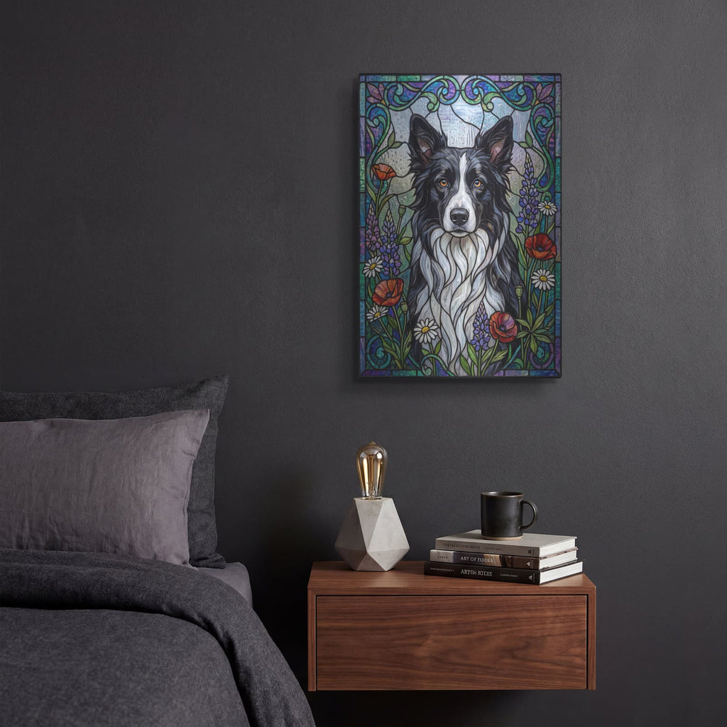 'Stained Glass Style Border Collie' by Veve – Metal Wall Art, 12x16 room view