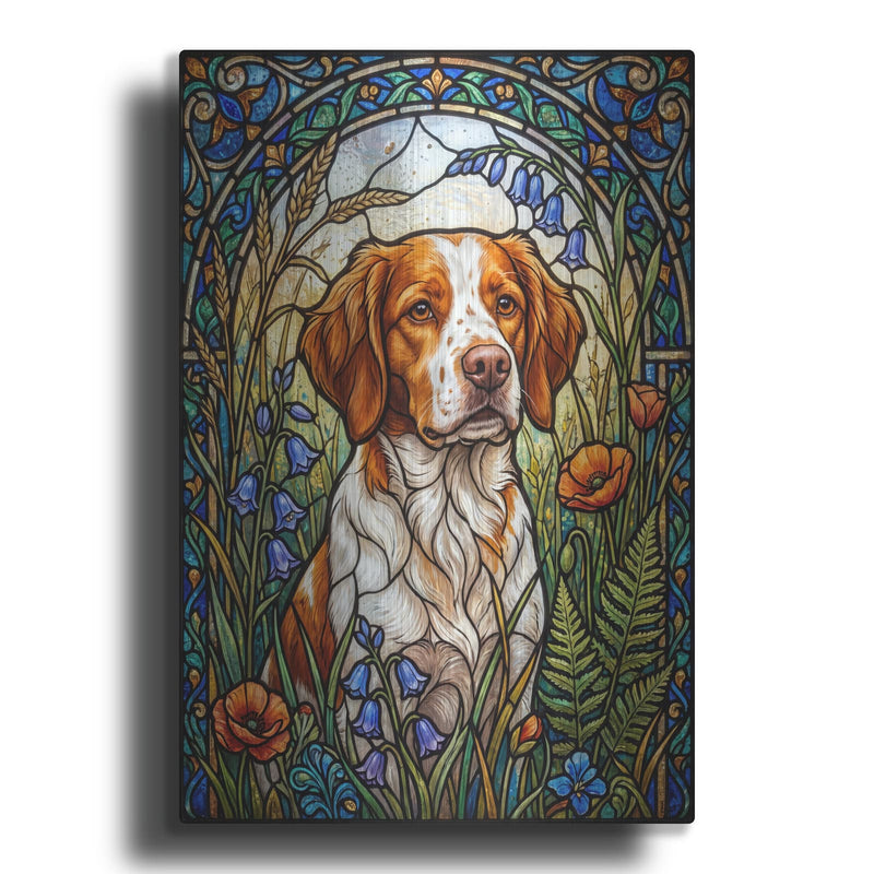 'Stained Glass Style Brittany Spaniel' by Veve – Metal Wall Art