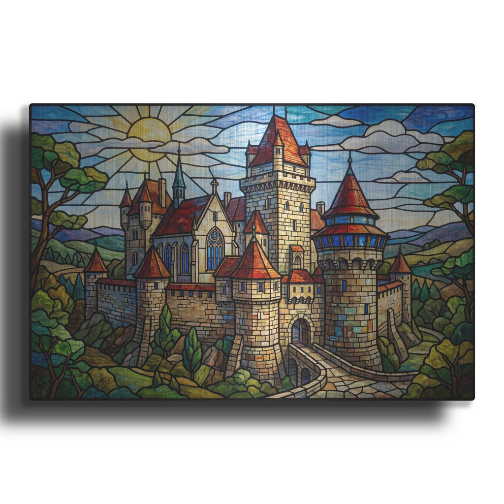 'Stained Glass Style Burg Kreuzenstein' by Veve – Metal Wall Art